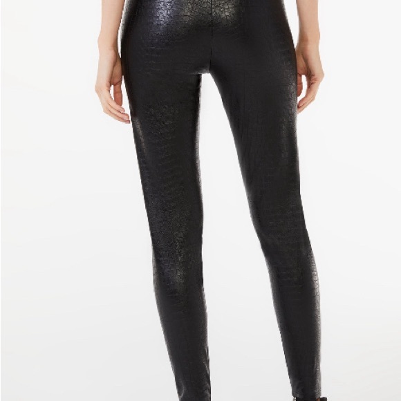 Scoop Womens Faux Leather Croc Embossed Legging Small - Picture 2 of 5